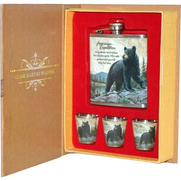 Подарочный набор Сима Ленд Медведь фляжка 3 стопки - фото 1