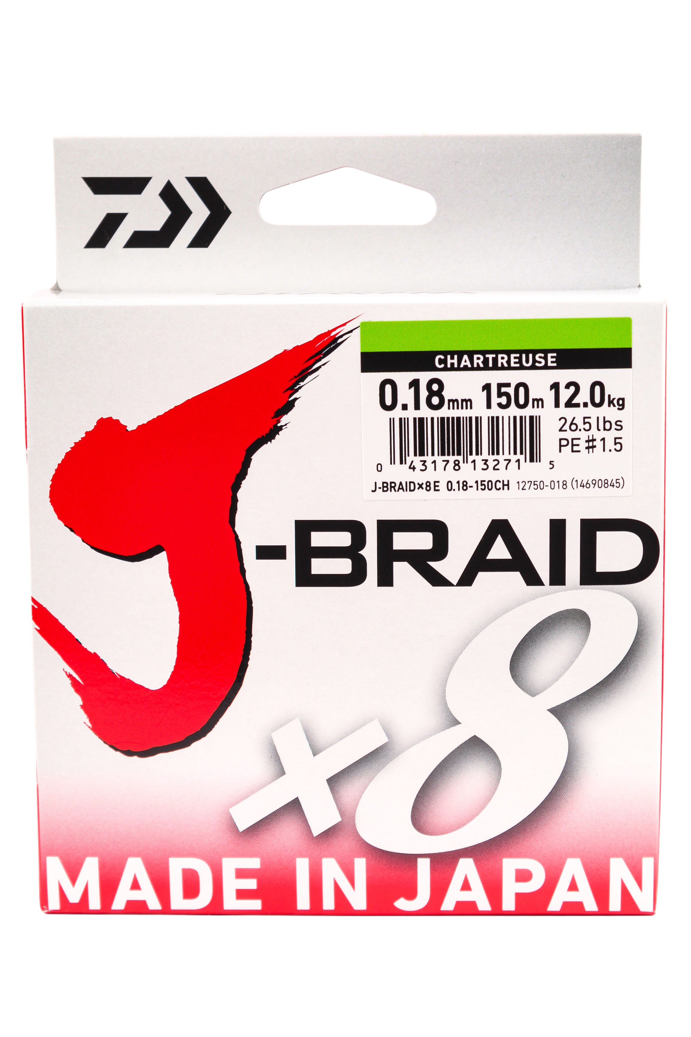 МП Шнур Daiwa J-Braid X8 0,18мм 150м chartreuse - фото 1