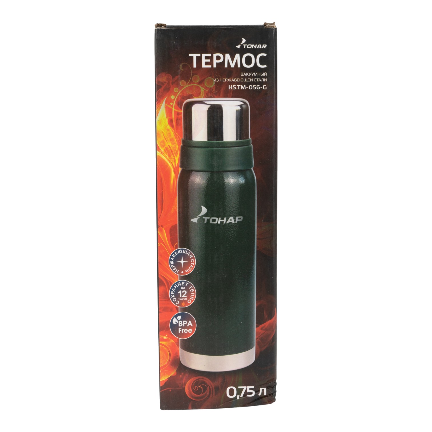 МП Термос (HS.TM-056-G) 750ML с ситечком зеленый (2 крышки-кружки) TONAR, шт - фото 1