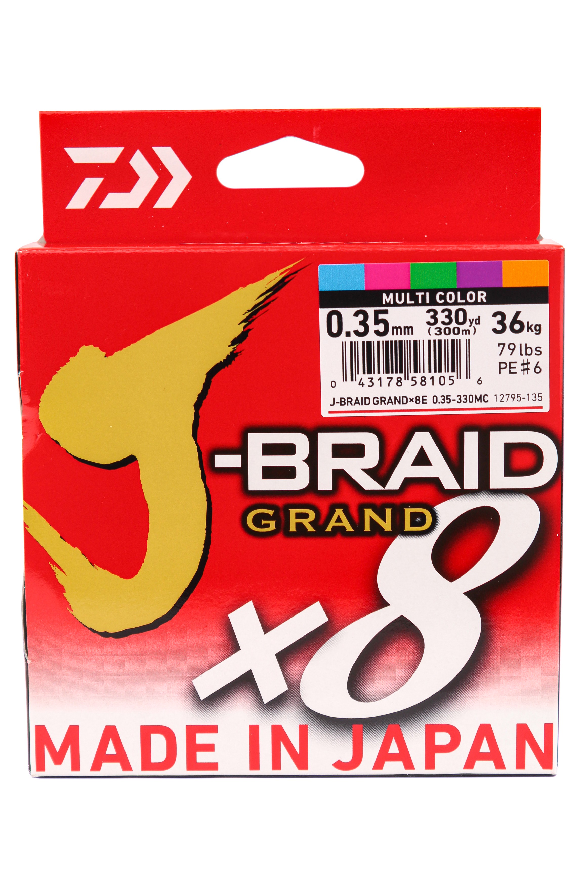 Шнур Daiwa J-Braid Grand X8E 0,35мм 300м multi color - фото 1