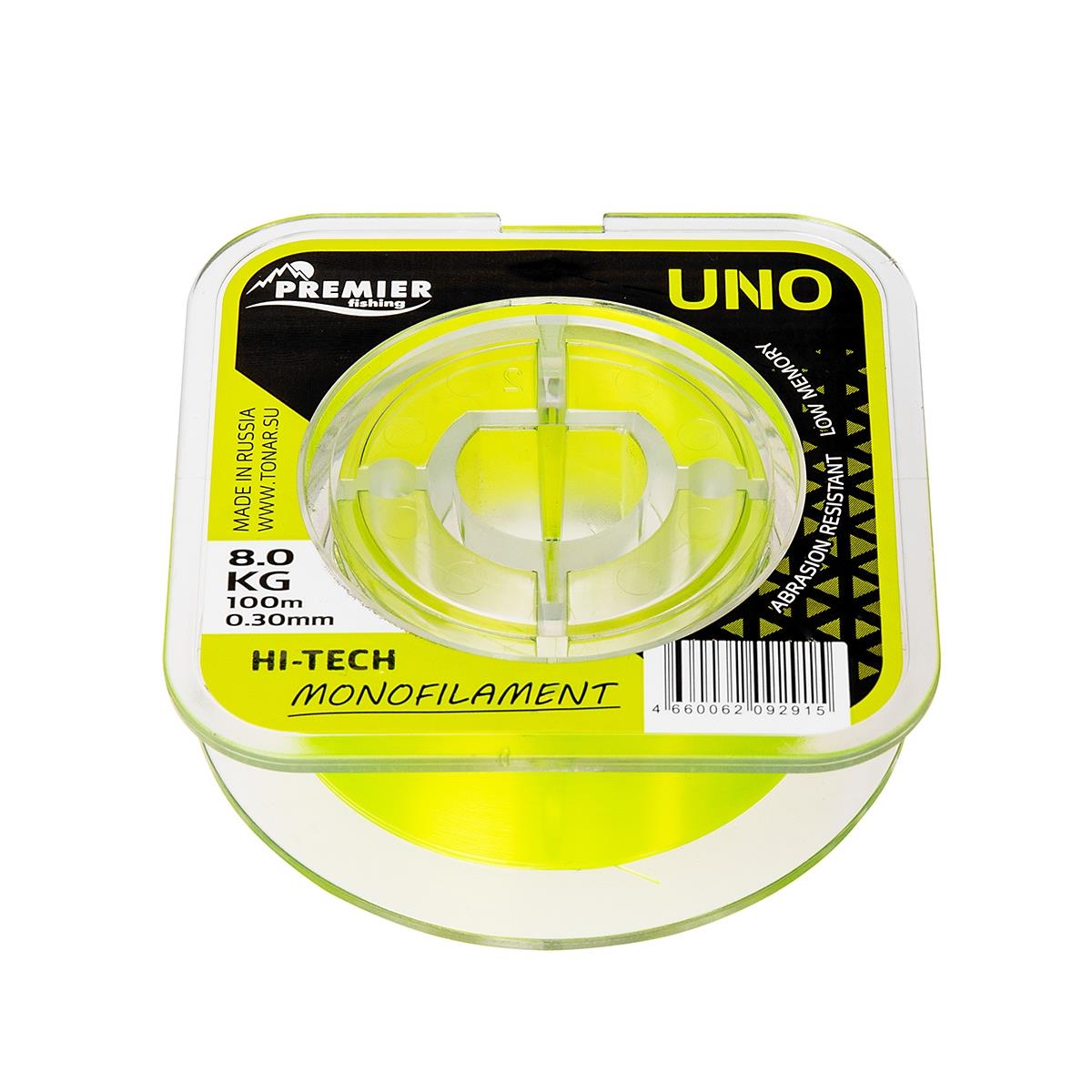 МП Леска UNO 0,30mm/100m F.Yellow Nylon PREMIER fishing (PR-U-Y-030-100) - фото 1