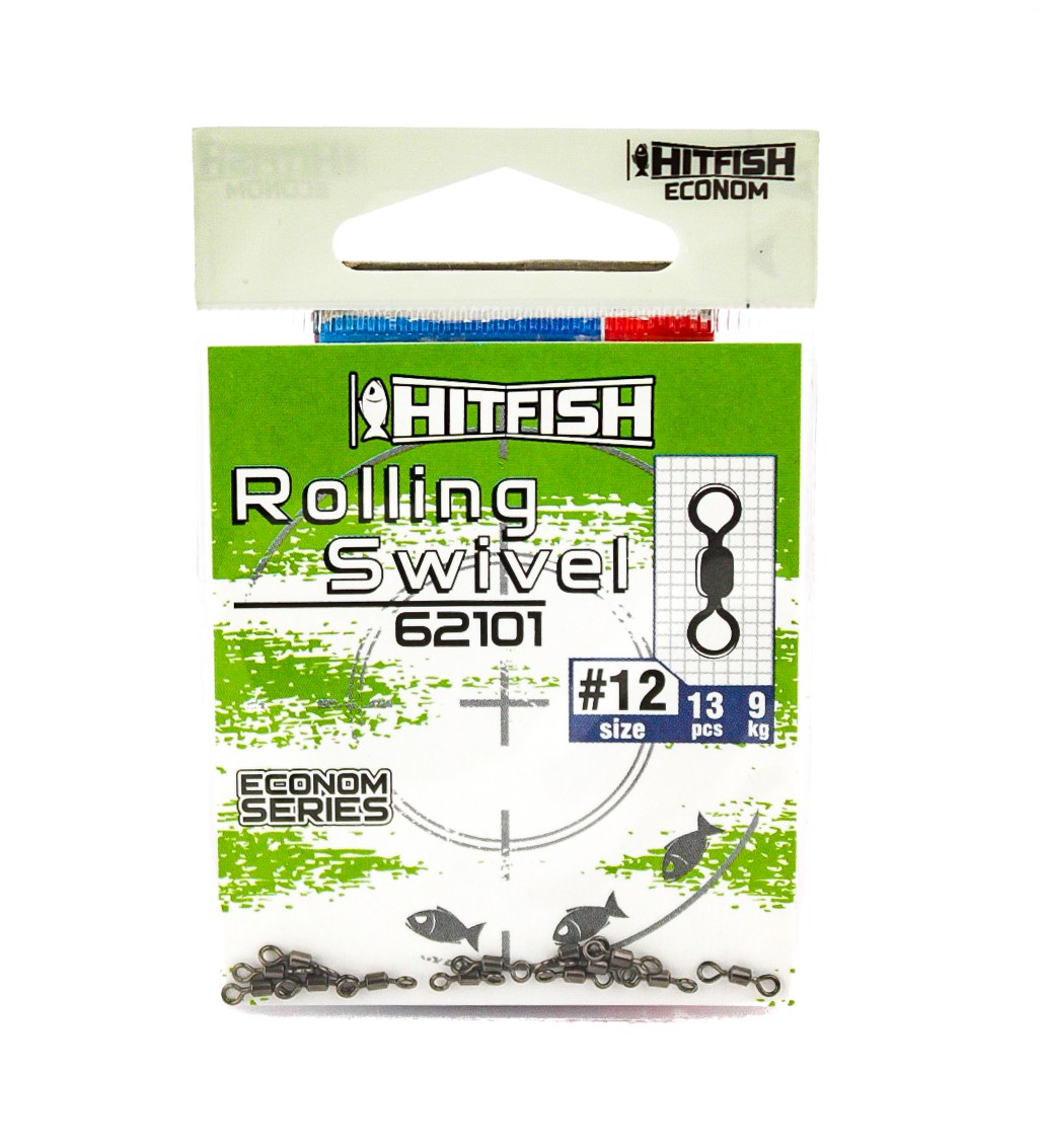 МП Вертлюг HITFISH Econom Series Rolling Swivel 62101-12 (9 kg,) 13 pcs - фото 1