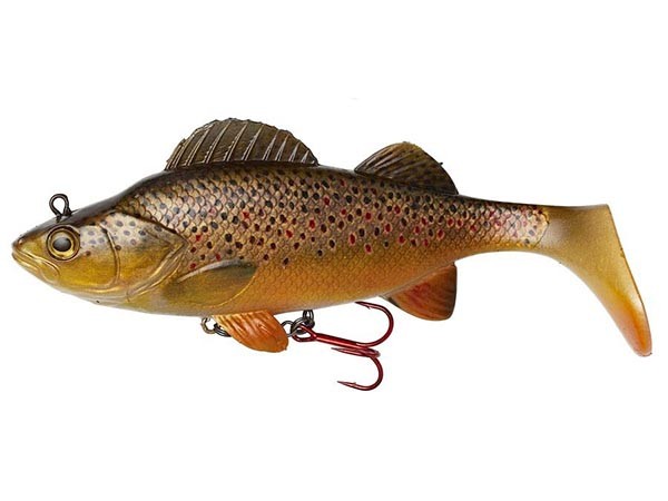 Приманка DAM Effzett Natural Perch Paddle Tail 14см 47гр Sinking brown trout - фото 1
