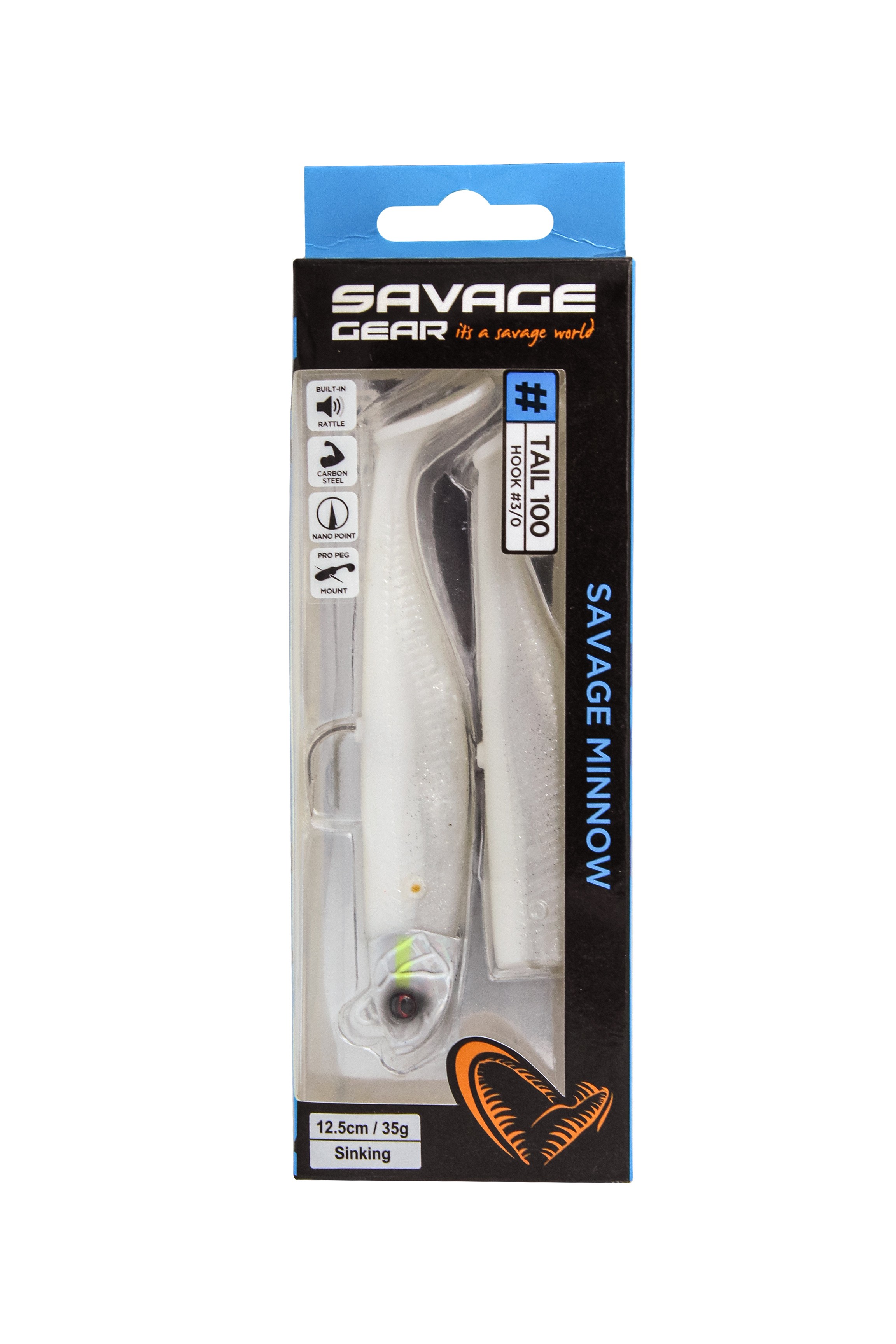 Приманка Savage Gear Minnow 12,5см 35гр white pearl silver 2+1 - фото 1