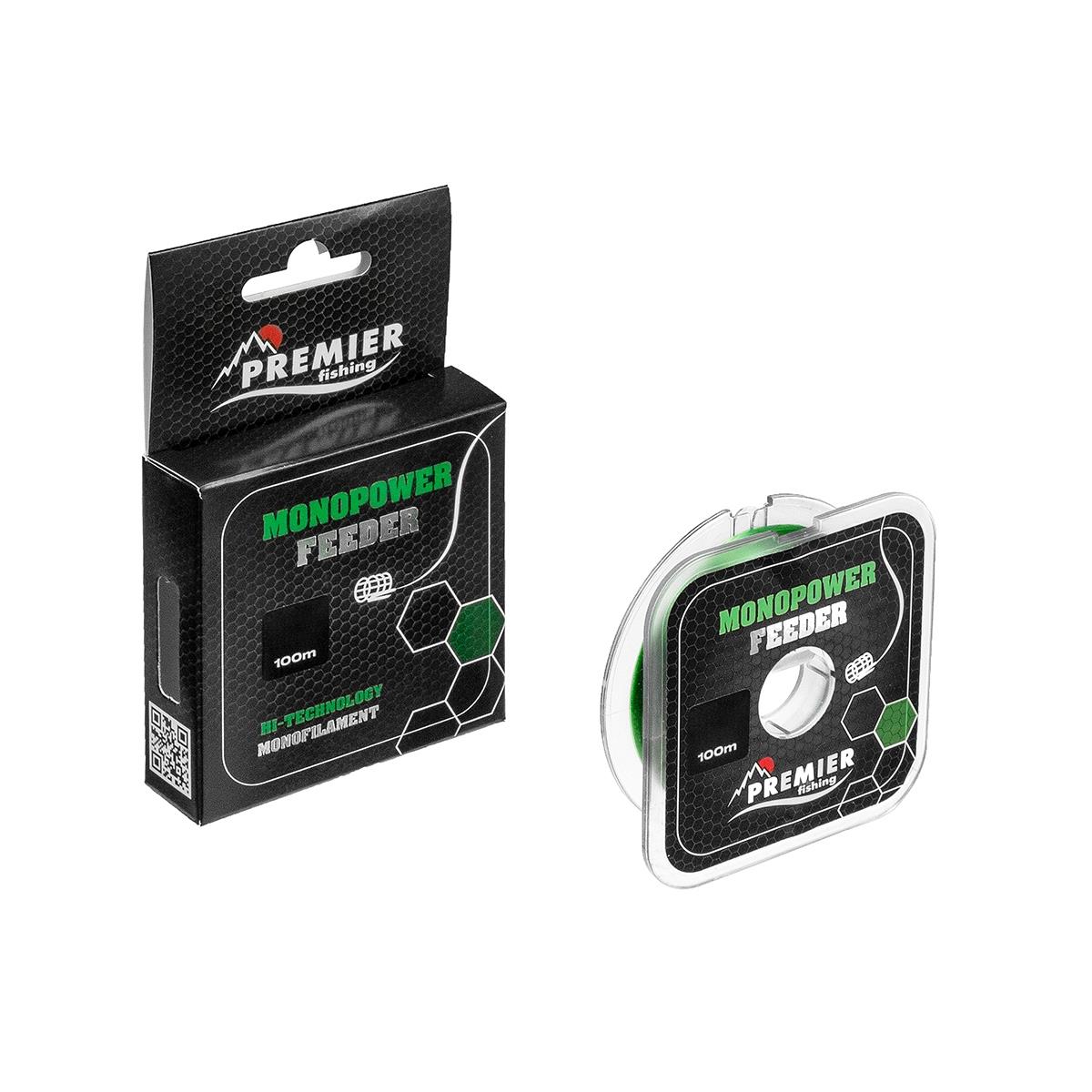 МП Леска MONOPOWER FEEDER 0,40mm/100m Green Nylon (PR-MF-G-040-100) Premier Fish - фото 1