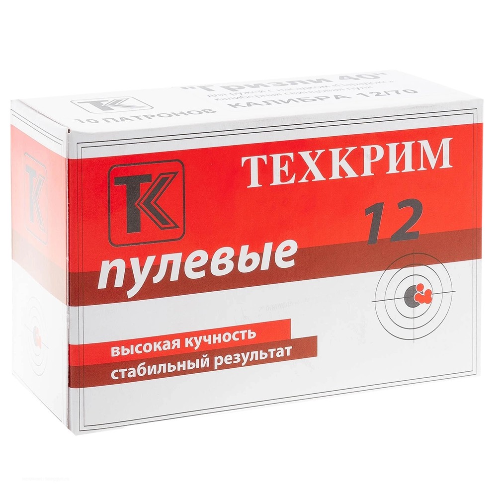 МП Патрон Техкрим 12/70 с пулей Гризли 40 (в упаковке 10 шт) (в коробке 240 шт.) - фото 1