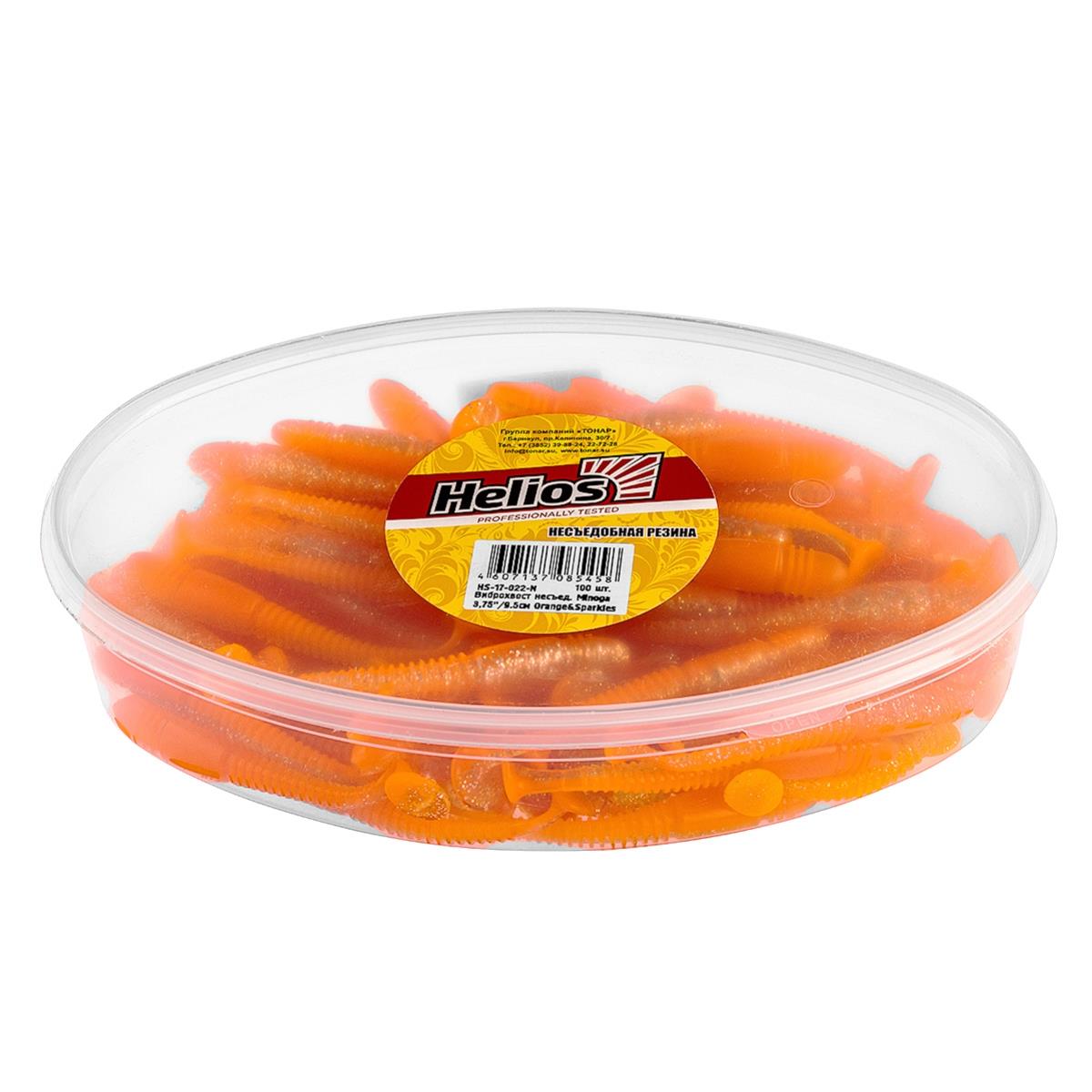 МП Виброхвост несъедоб. Minoga 3,75"/9.5см Orange&Sparkles в уп.100шт HS-17-022- - фото 1