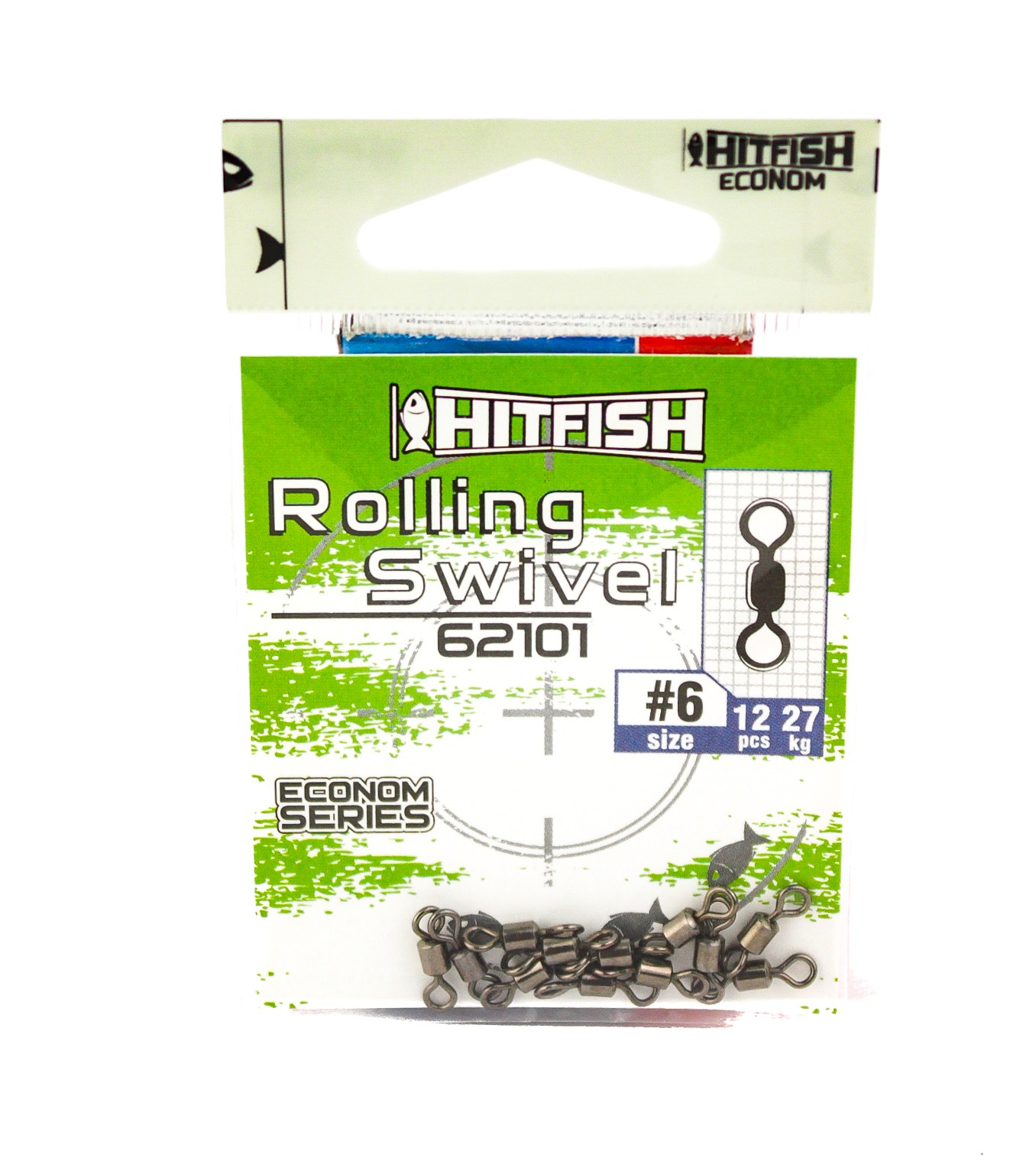 МП Вертлюг HITFISH Econom Series Rolling Swivel 62101- 6 (27 kg,) 12 pcs - фото 1