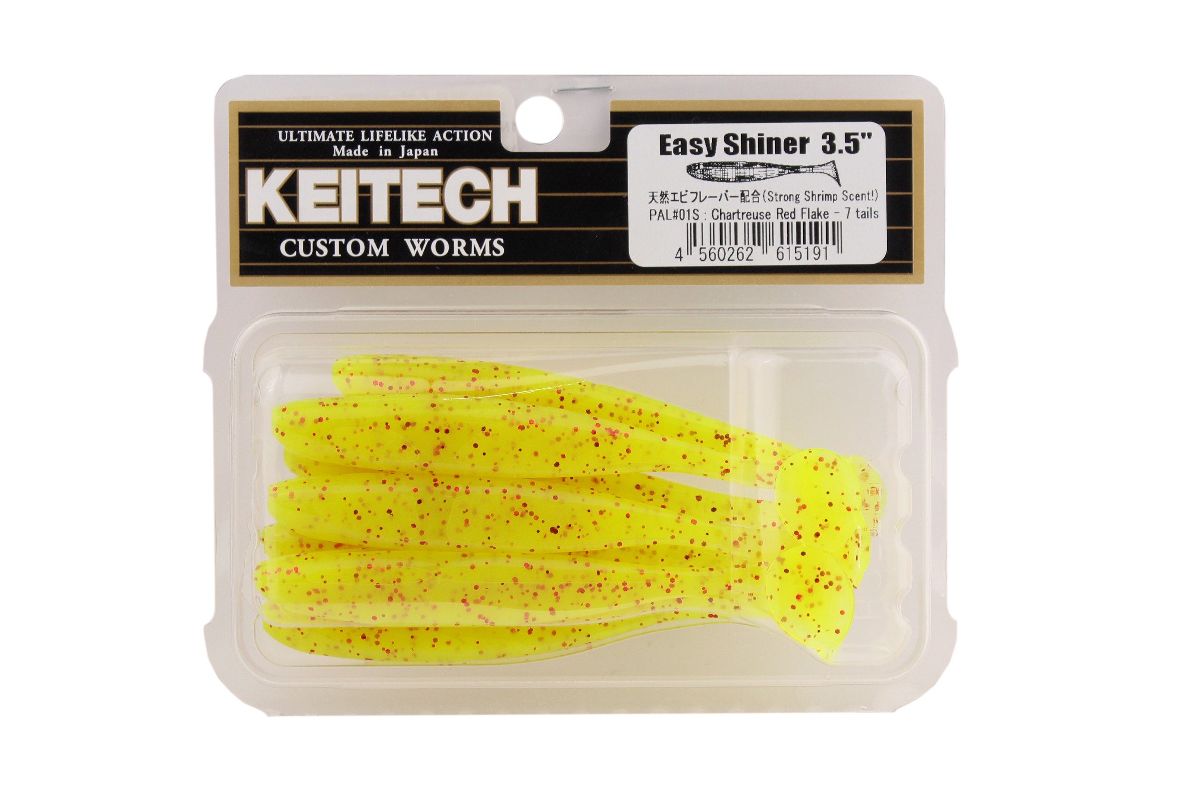 Приманка Keitech виброхвост Easy shiner 3,5&quot; PAL 01 chartreuse red flake - фото 1