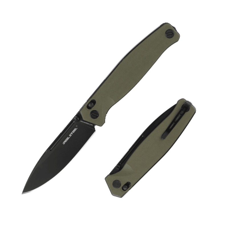 Нож складной Real Steel Huginn OD Green G10 клинок черн.VG-10 9,3см - фото 1