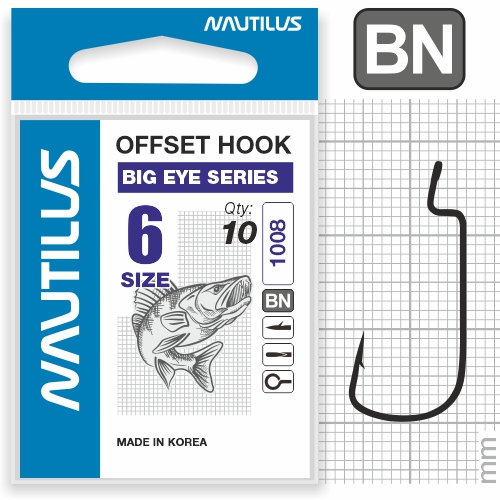 Крючок Nautilus Offset Big Eye Series Worm 1008 №6 - фото 1