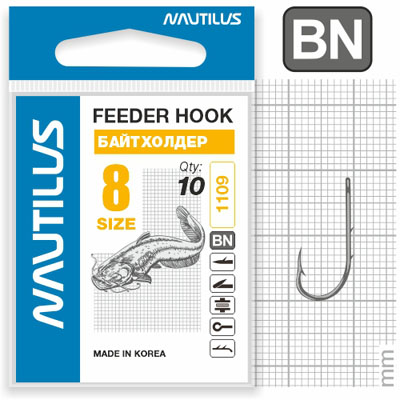 Крючок Nautilus Sting Feeder Байтхолдер S-1109BN № 8 - фото 1