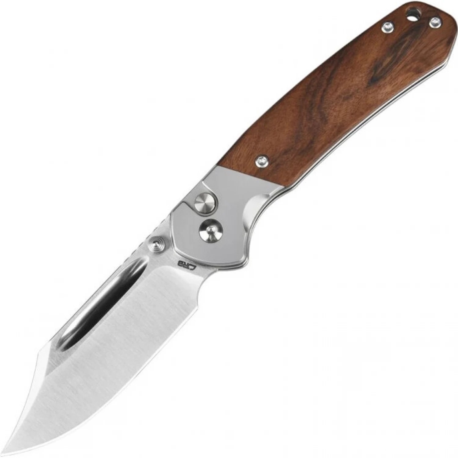 Нож CJRB Pyrite Bowie складной рукоять сталь дерево stonewash - фото 1