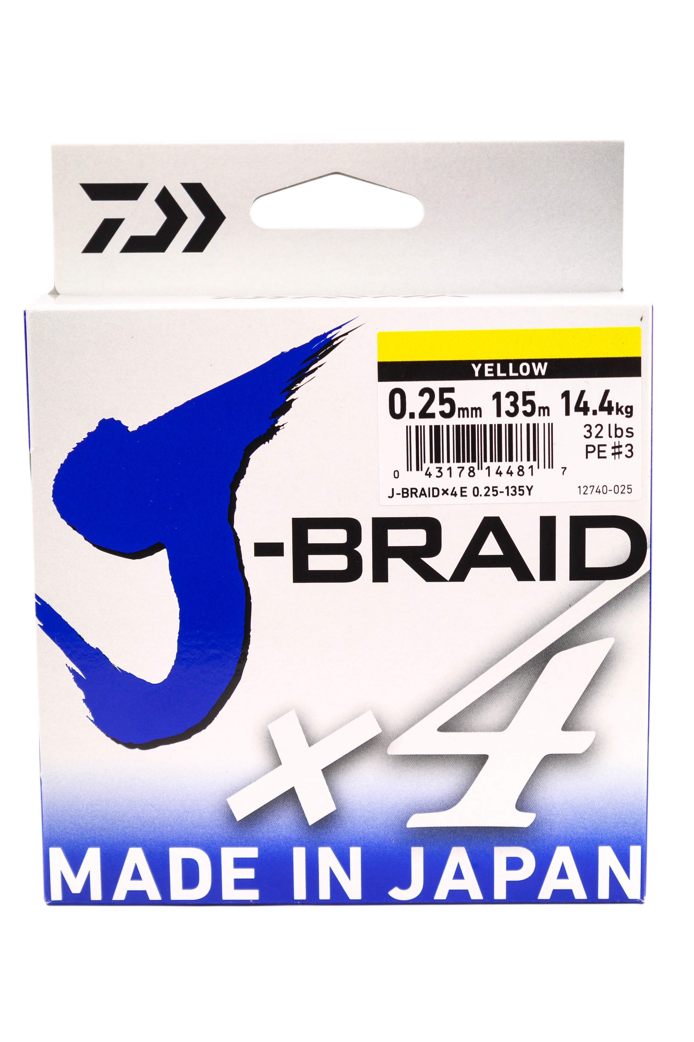 Шнур Daiwa J-Braid X4 0,25мм 135м Yellow - фото 1