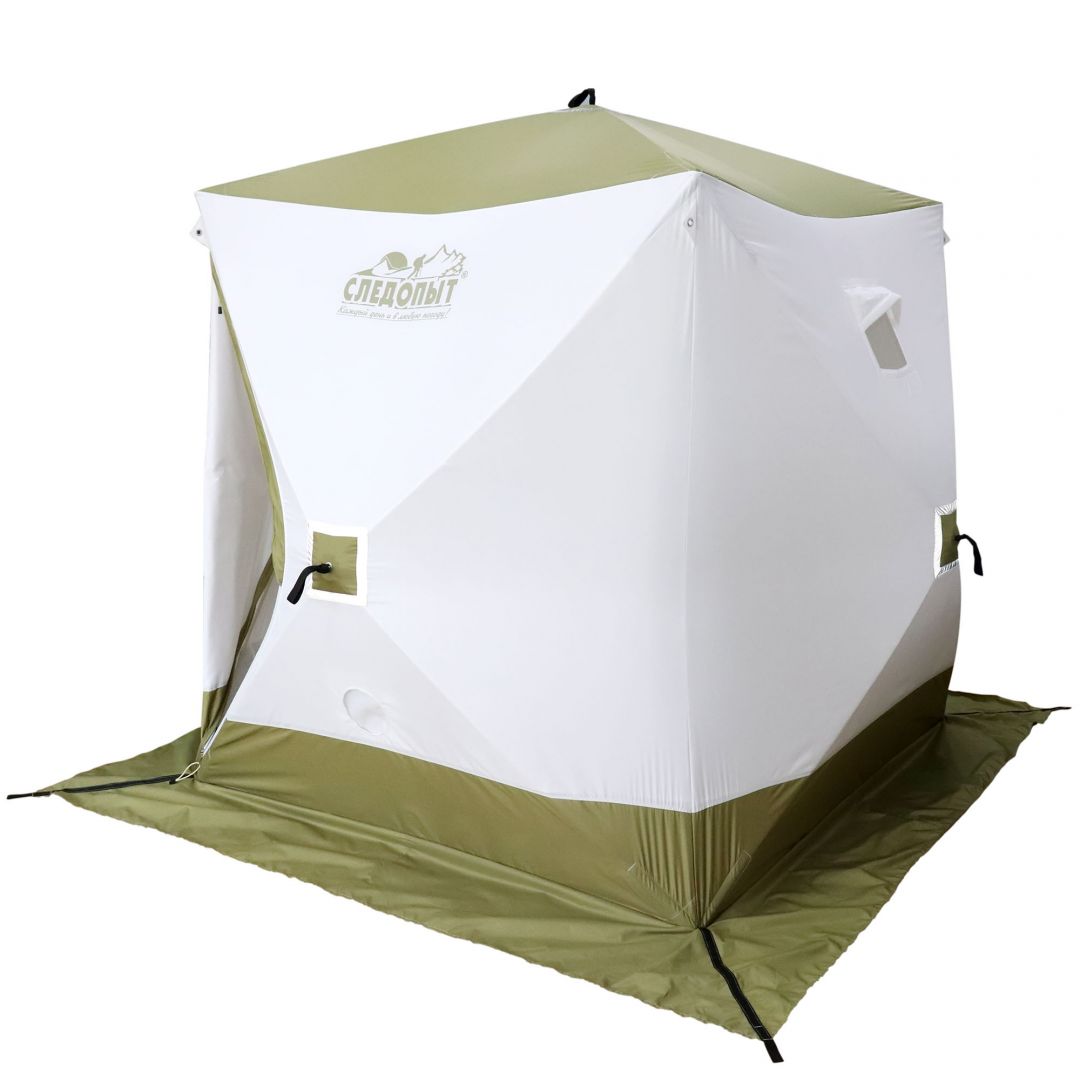 Палатка Следопыт Premium зимняя куб 4-х местная 3 слоя 2,1х2,1м цв. белый олива