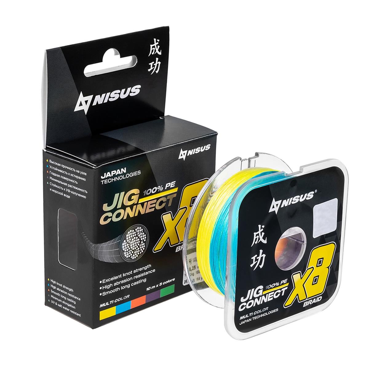 МП Шнур JIG CONNECT X8 PE Multicolor 150m #1.5, 0.20mm 11.7кг/19.1LB (T-N-JC-X8- - фото 1