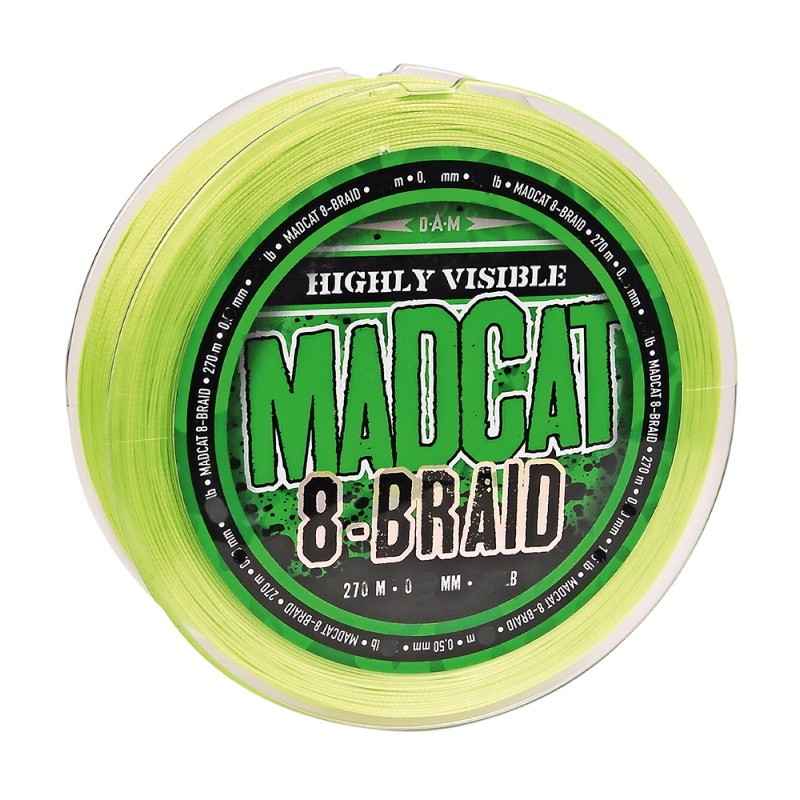 Шнур DAM Madcat 8-Braid 270м 0,35мм 29,5кг 65lb Hi Vis gelb - фото 1