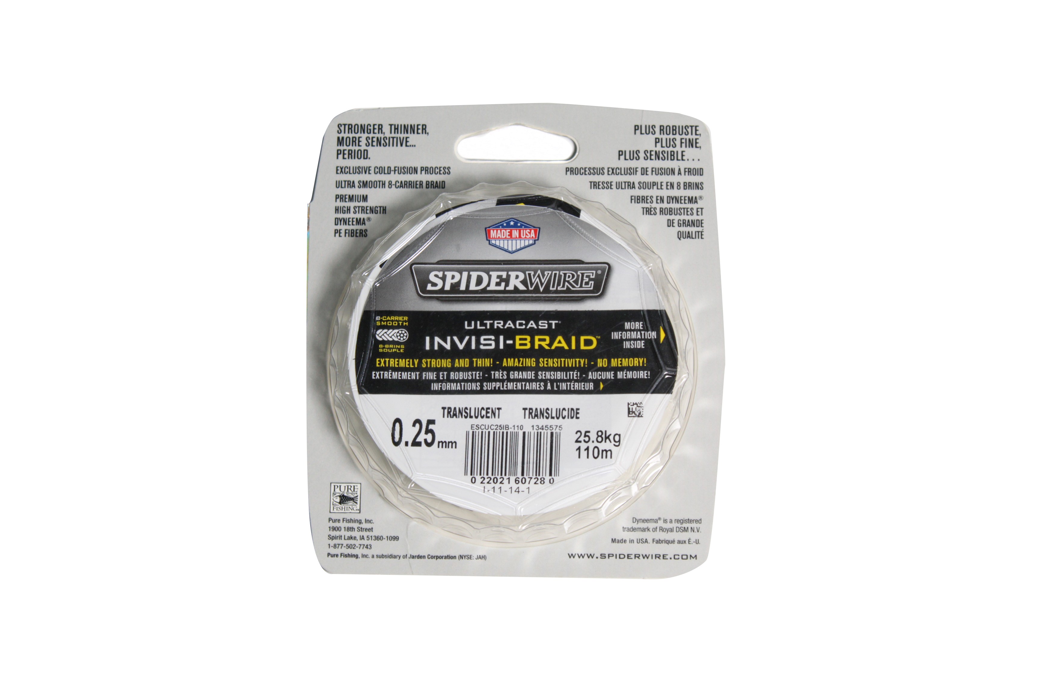 Шнур Spiderwire 8 carrier ultracast yellow 110м 0,25мм - фото 1