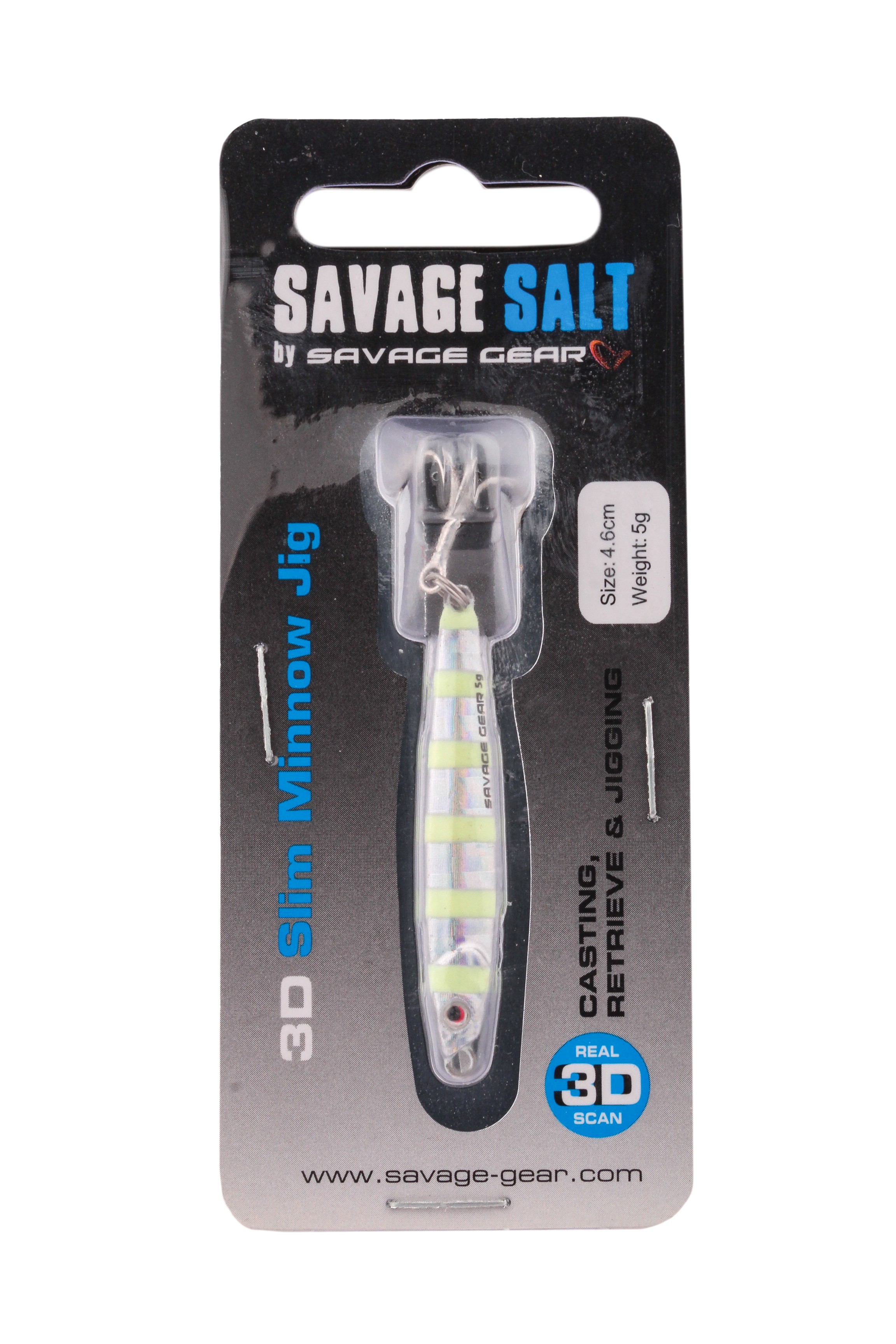 Пилькер Savage Gear 3D Slim Minnow Jig 5гр 4.6см Zebra Glow - фото 1