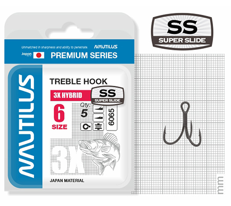 Крючок тройной Nautilus 3X Hybrid Premium Series 6065SS №6 (5шт) - фото 1