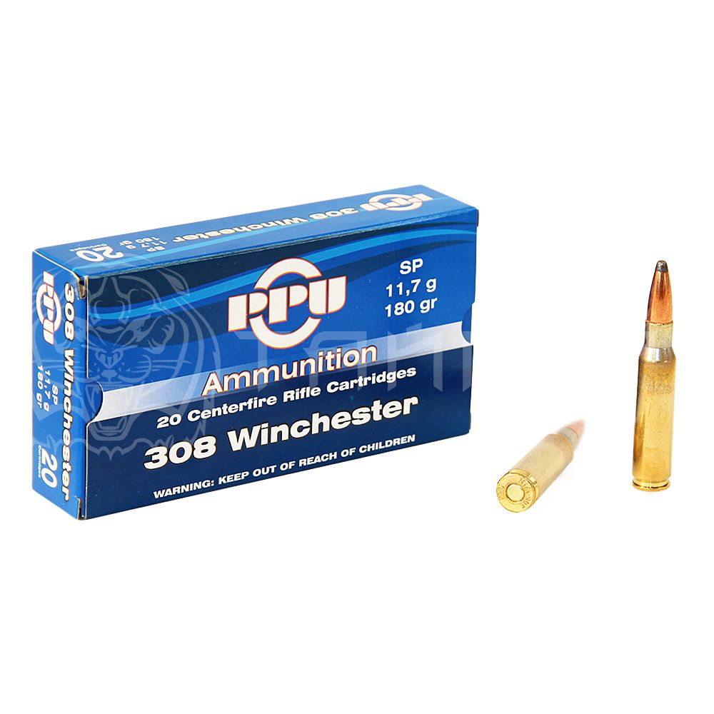 МП Патрон .308 Win PPU SP 11,7г/180гр (20шт) - фото 1