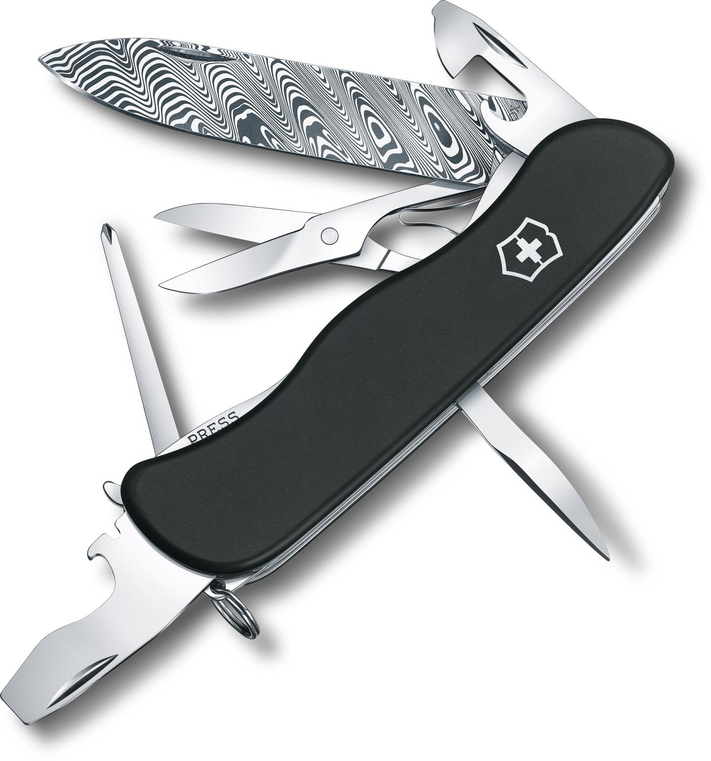 Нож Victorinox Damast 111мм 10 функций черный - фото 1
