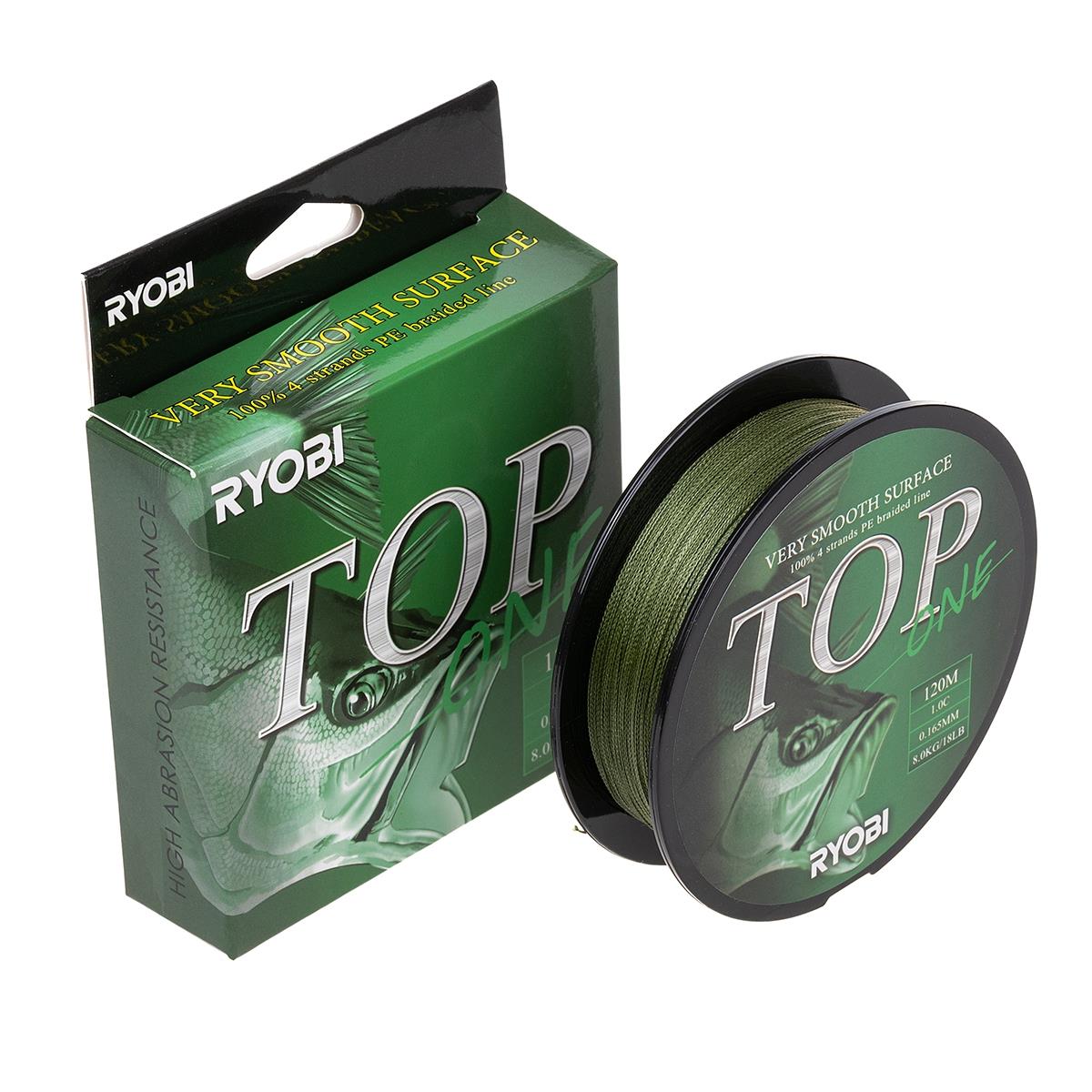 МП Шнур TOP PE4X-120M 1.0/d-0.165mm Dark green Ryobi - фото 1
