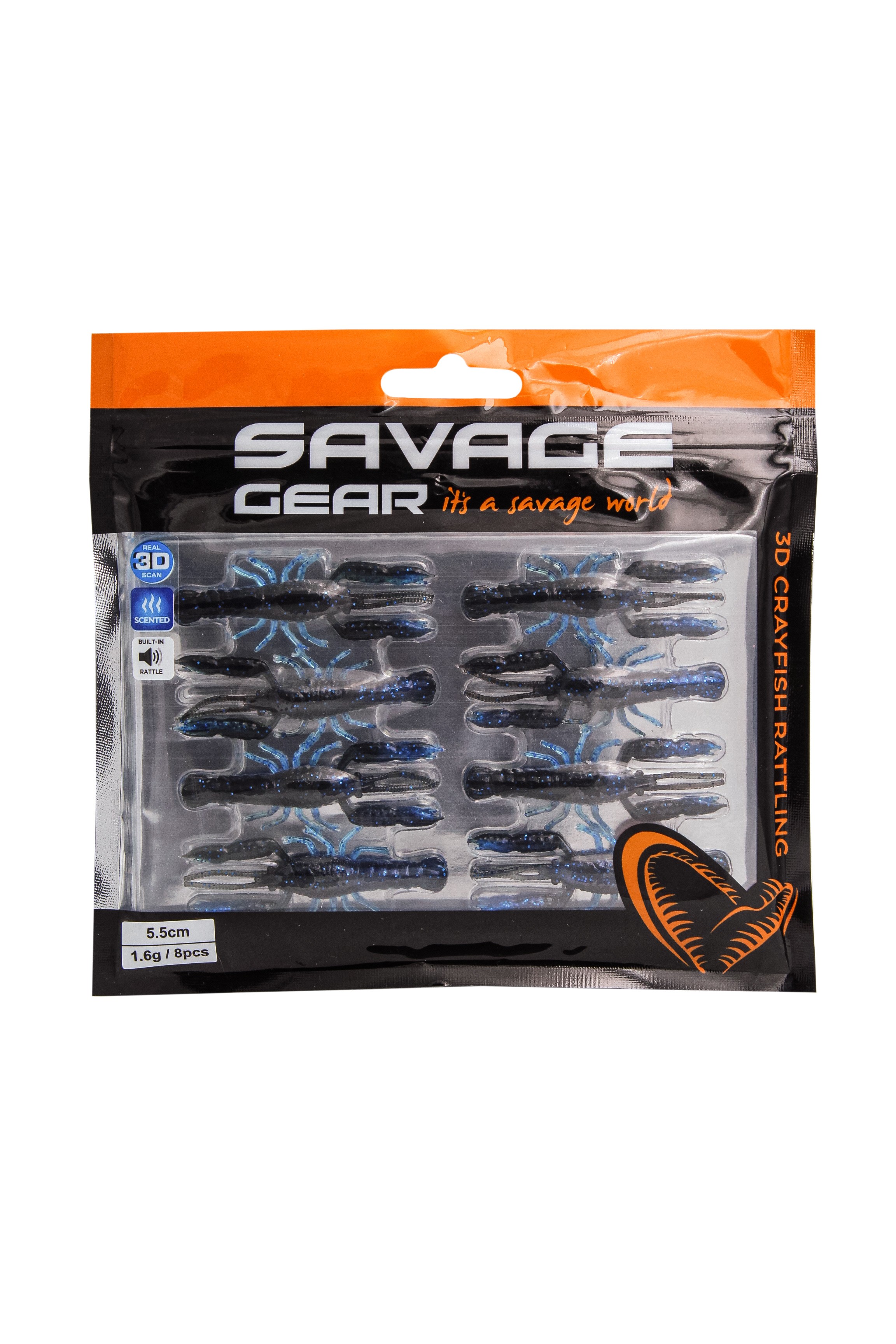 Приманка Savage Gear 3D Crayfish rattling 5,5см 1,6гр blue black 8шт - фото 1