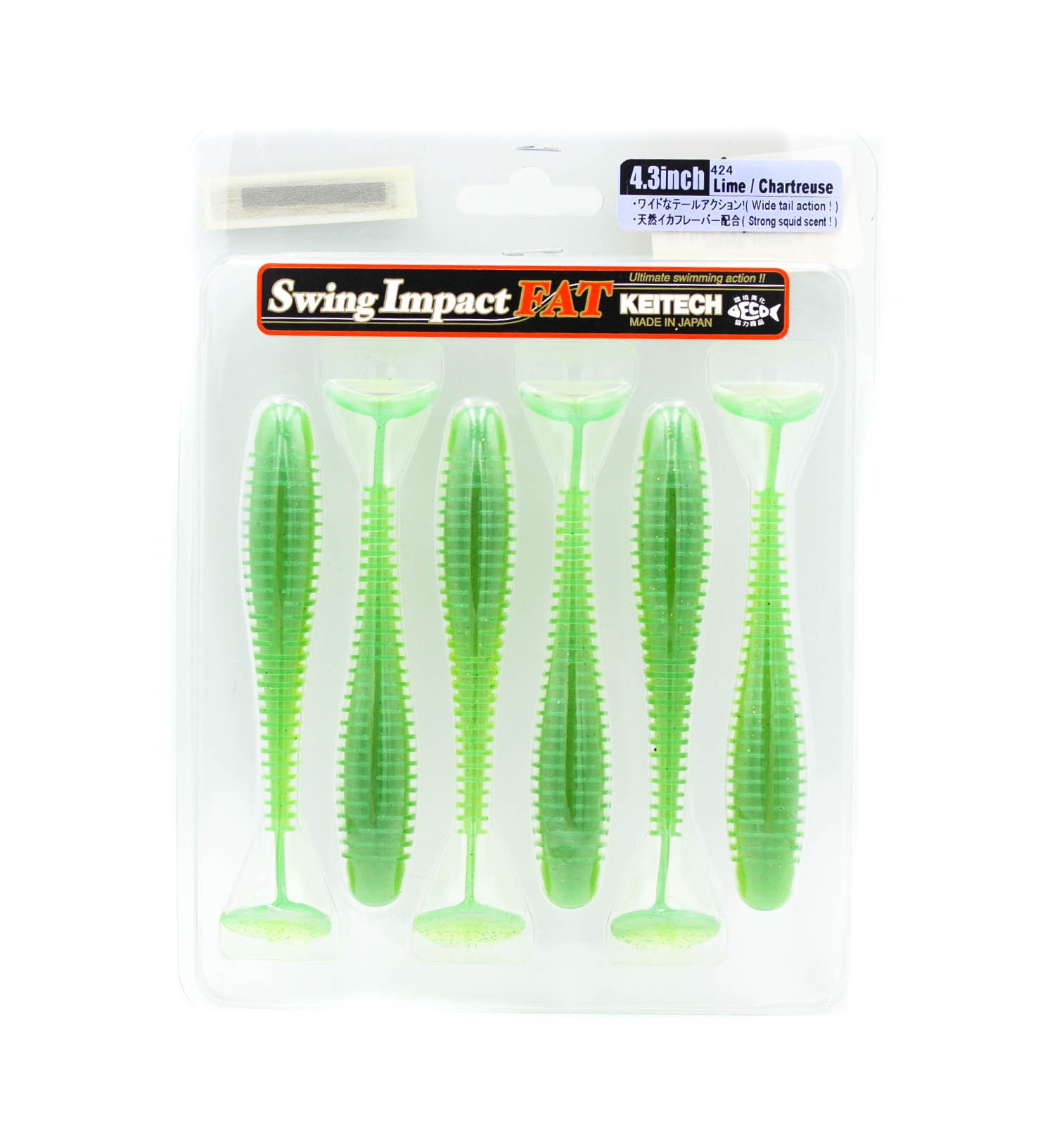 Приманка Keitech виброхвост Swing impact fat 4,3" 424 Lime chartreuse - фото 1