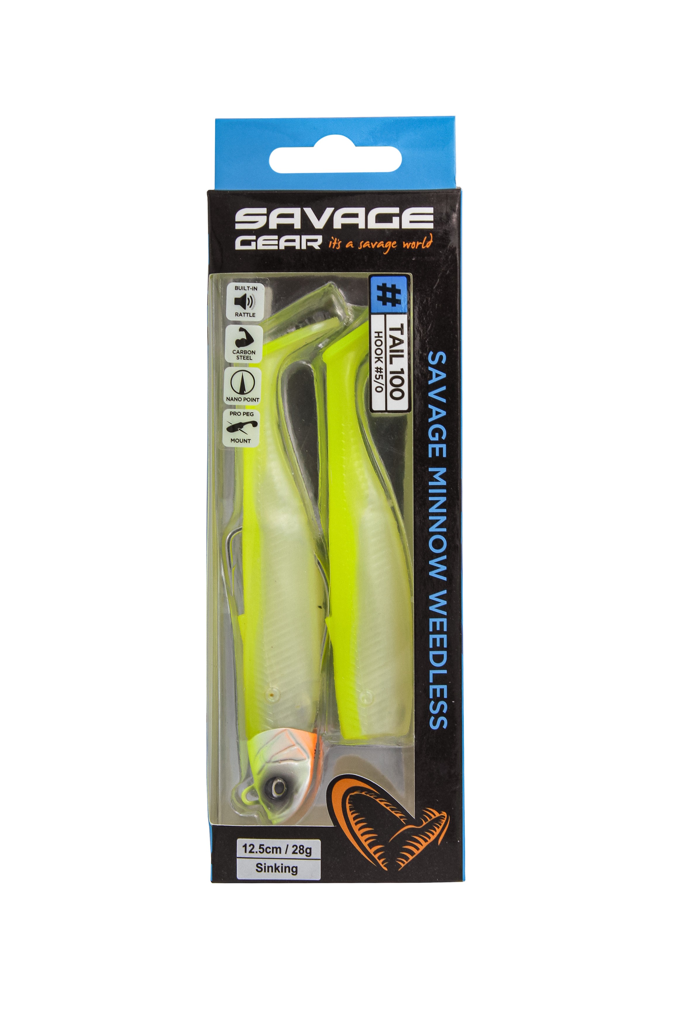 Приманка Savage Gear Minnow WL 12,5см 28гр lemon back 2+1 - фото 1