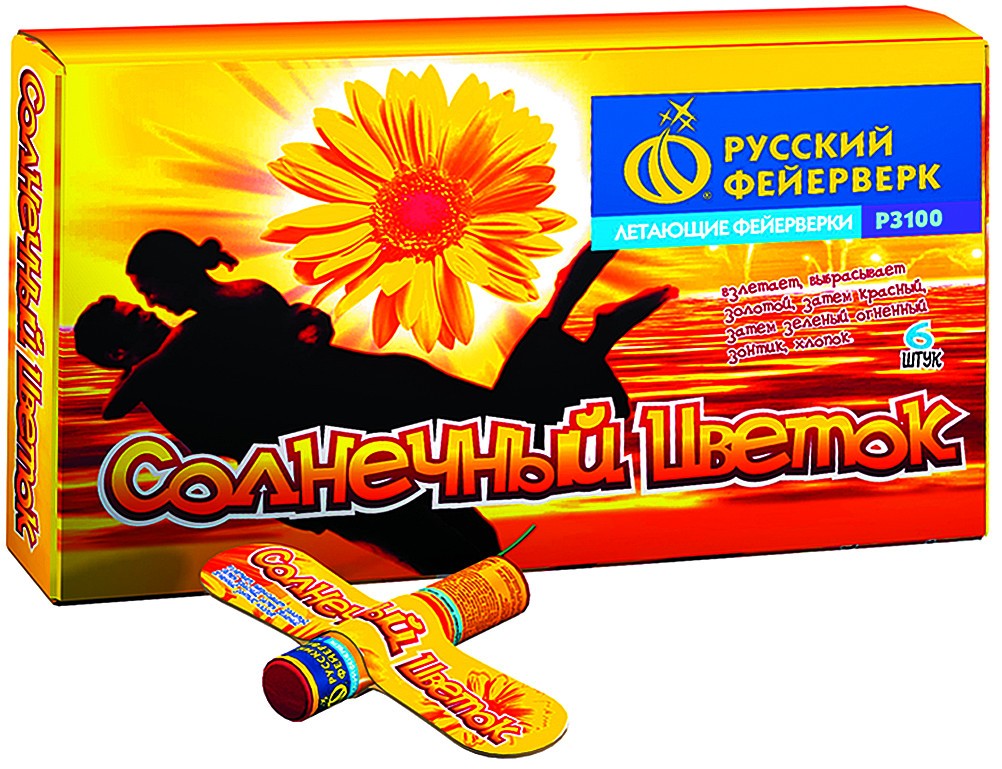 Летающий фейерверк Русский Фейерверк Солнечный цветок 6*1 шт - фото 1