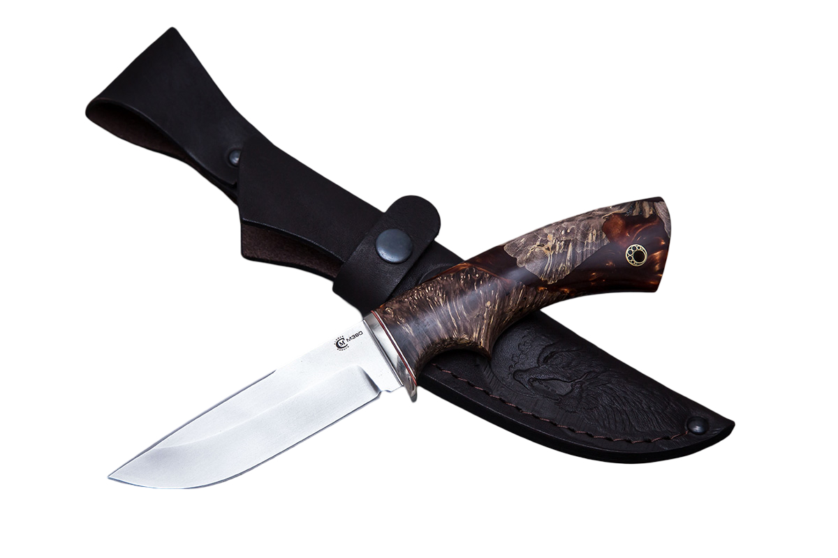 Нож ИП СЕМИНА Егерь сталь М390 мельхиор гибрид кап клена - фото 1