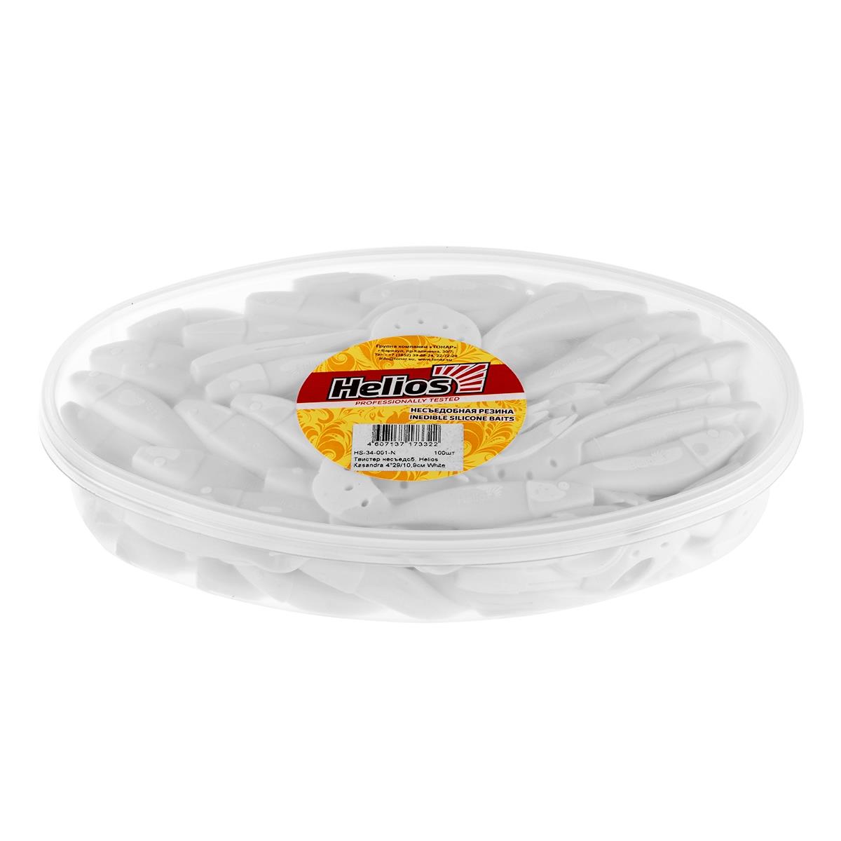 МП Твистер несъедоб. Kasandra 4"29/10,9см White 100шт. (HS-34-001-N) Helios - фото 1