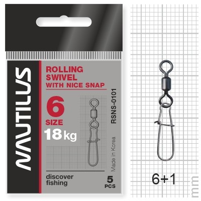 Вертлюг Nautilus Rolling Swivel 0101 with Nice Snap №6 18кг