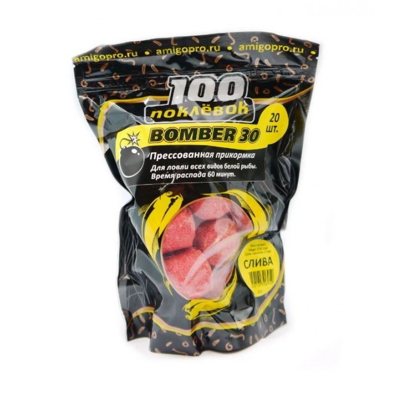 Прикормка 100 Поклевок Bomber-30 слива - фото 1