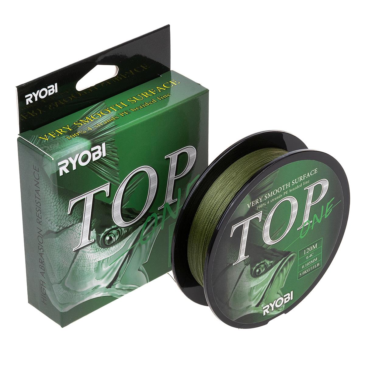 МП Шнур TOP PE4X-120M 0.4/d-0.105mm Dark green Ryobi - фото 1