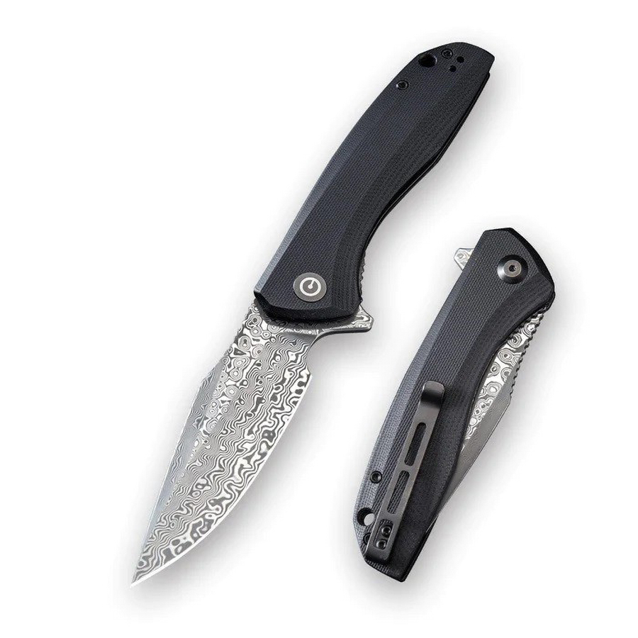 Нож Civivi Baklash Flipper Knife G10 Handle (3.5&quot; Damascus Blade) black  - фото 1