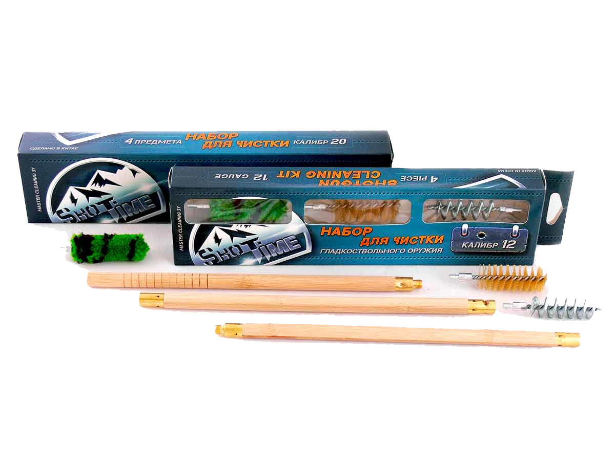 Набор для чистки ShotTime к12 деревянный шомпол+3 ерша  - фото 1