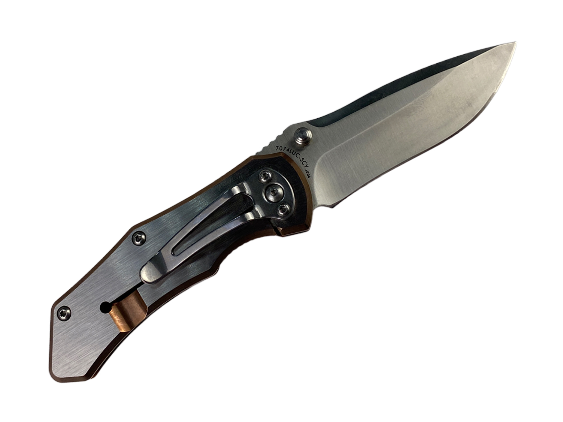 Нож Sanrenmu 7074LUC-SCY складной сталь 12C27 Brush bronze 420 steel - фото 1