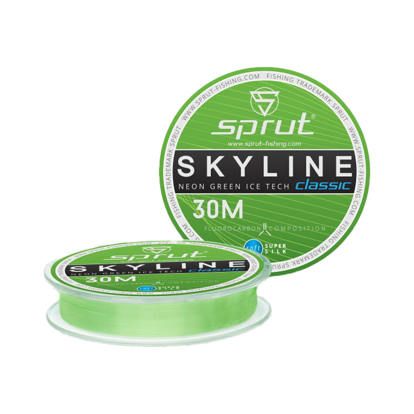 Леска Sprut SKYLINE Ice FC Composition CLASSIC Neon 0,165мм 4,95кг 30м 1/10 - фото 1