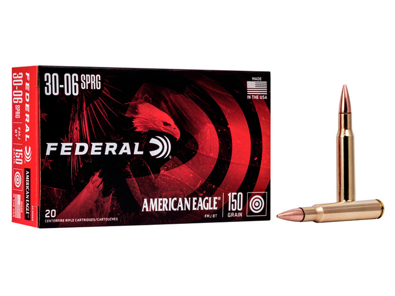 Патрон 30-06 Springfield Federal American Eagle FMJ BT 9,7г 1/20 - фото 1