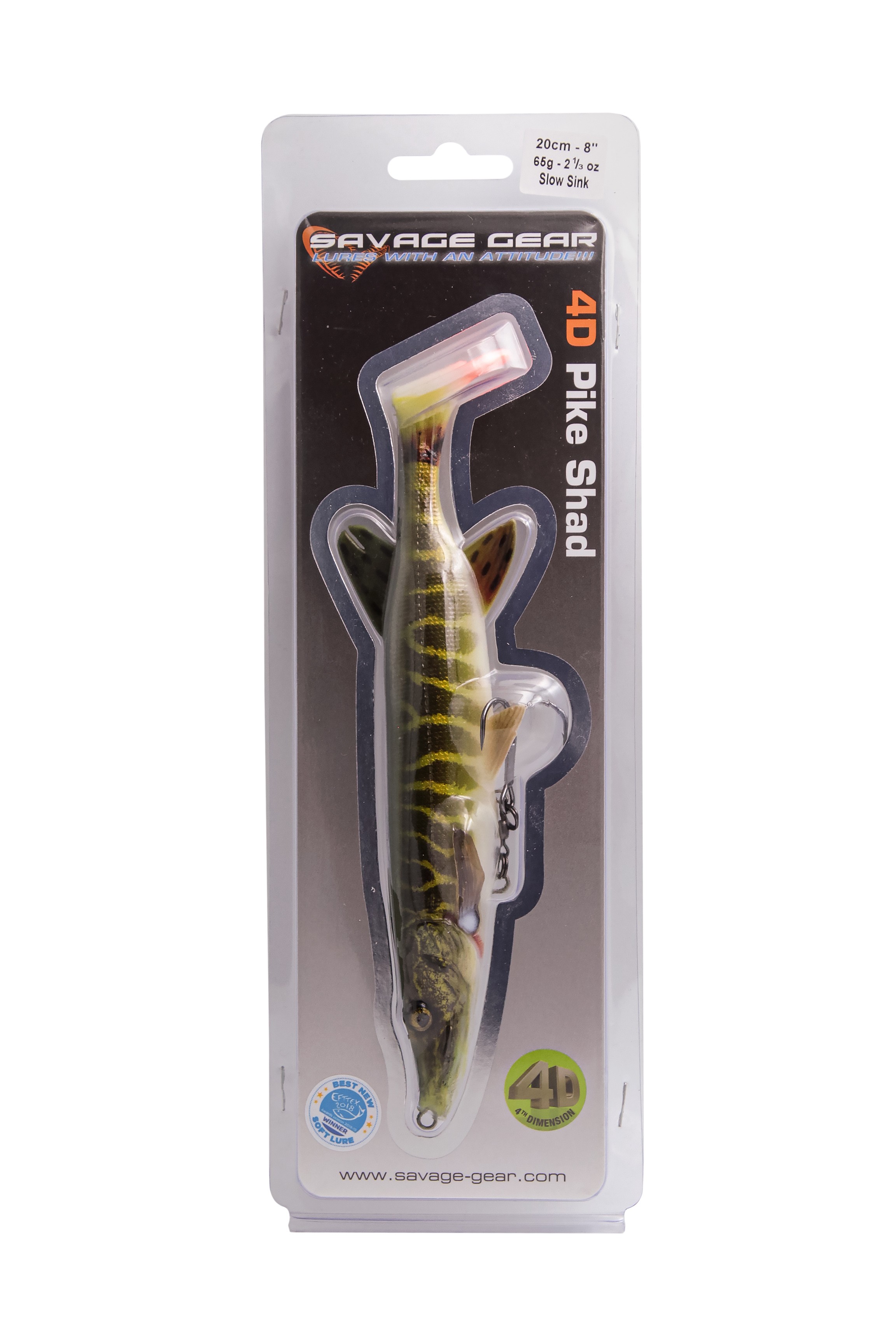 Приманка Savage Gear 4D Pike shad 20см 65гр SS 01 Striped pike - фото 1