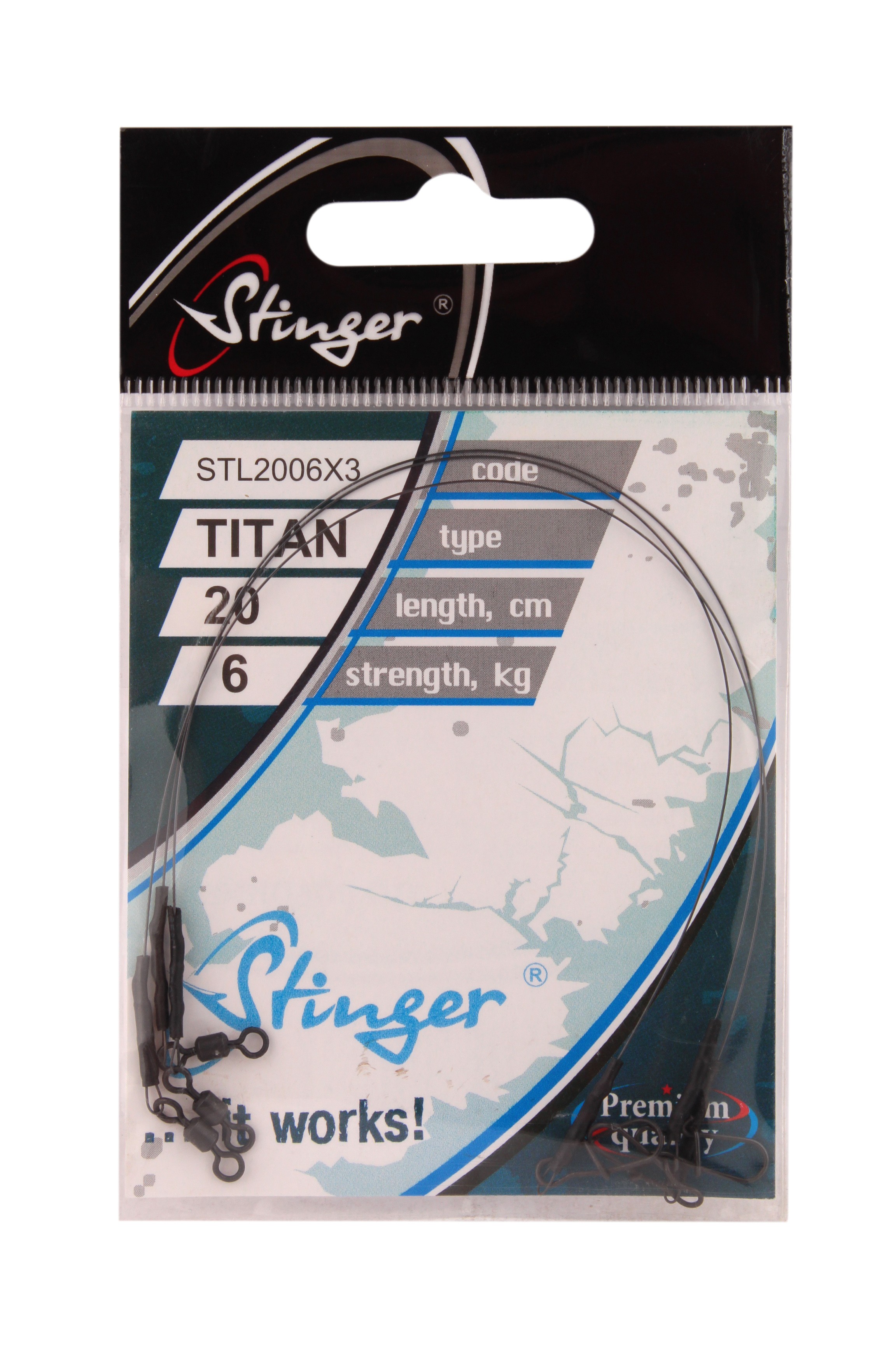 Поводок Stinger Титан 20см 6кг 3шт  - фото 1