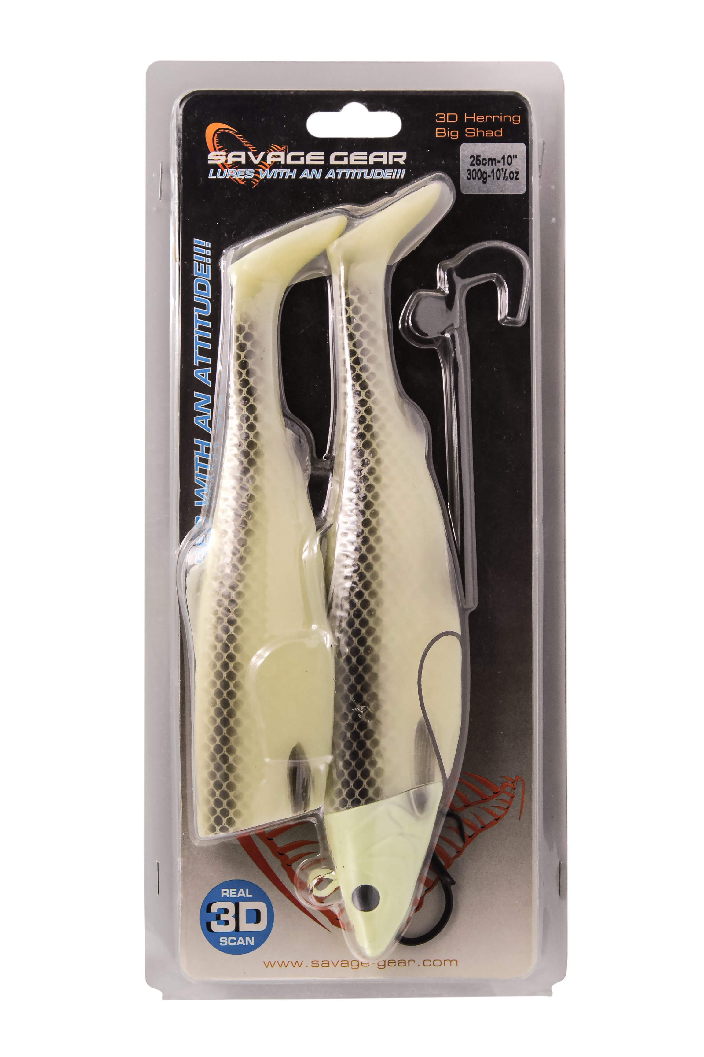 Приманка Savage Gear 3D Herring big shad 25см 300гр 19 green glow - фото 1
