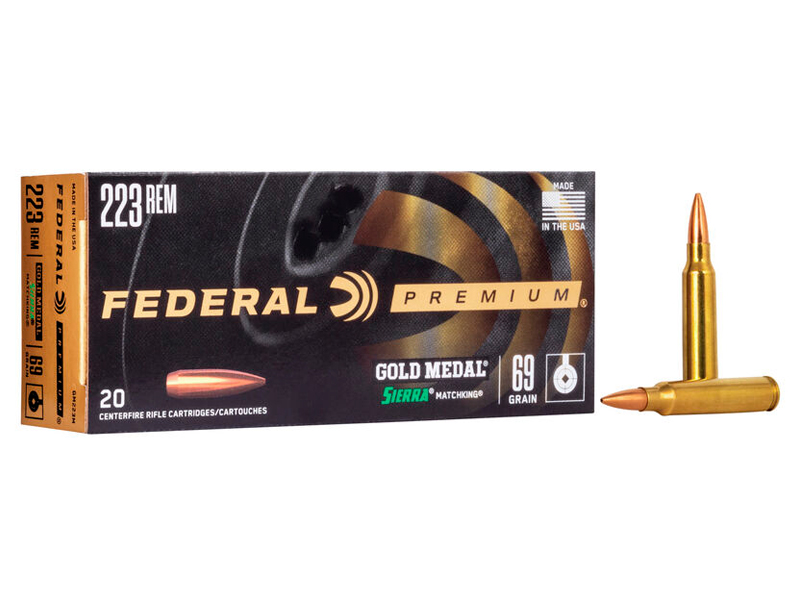 МП Патрон Federal Gold Medal кал. .223 Rem. Sierra Matchking BT HP (69 grain / - фото 1