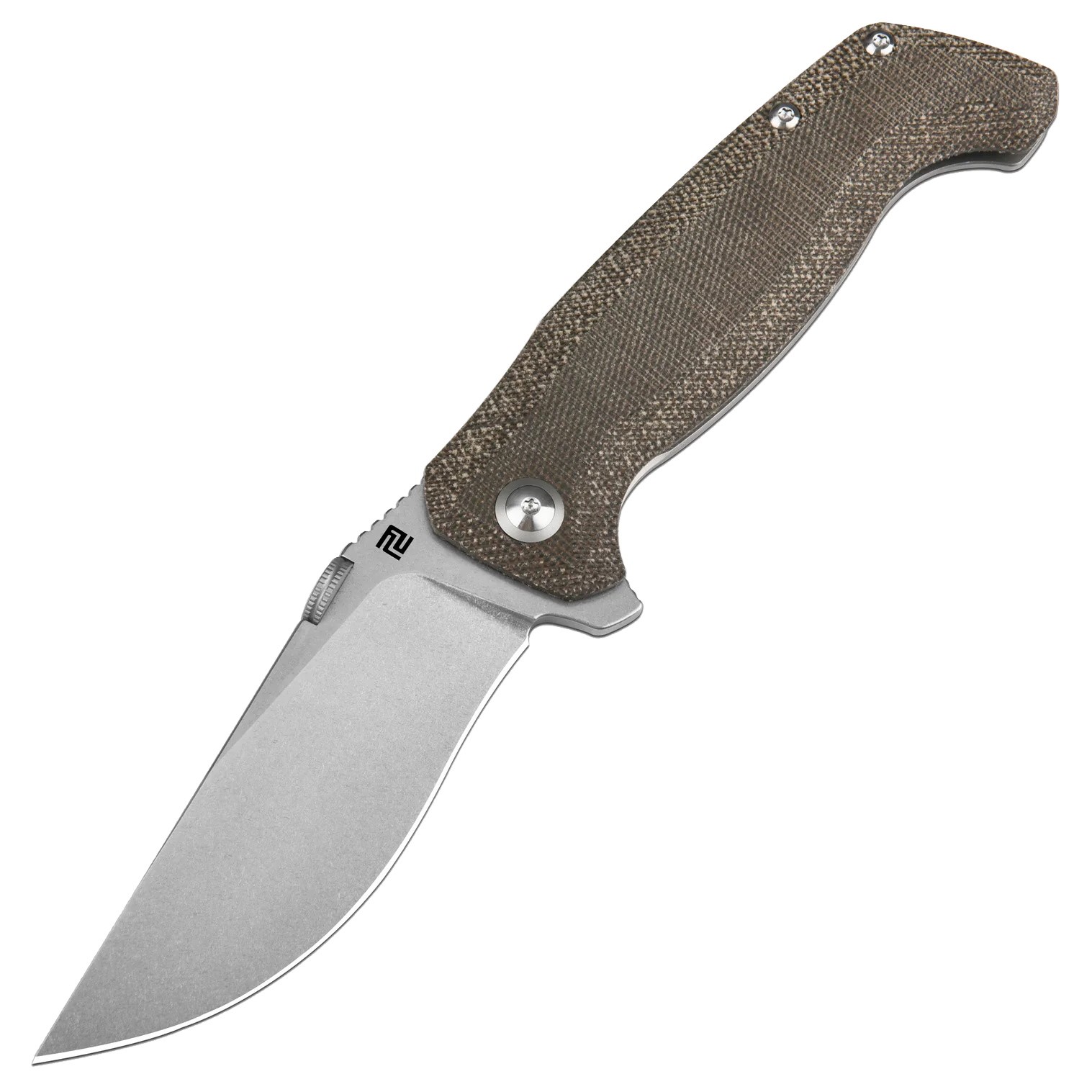 Нож Artisan Cutlery Kami складной рукоять зеленый микарта титан сталь stonewash  - фото 1
