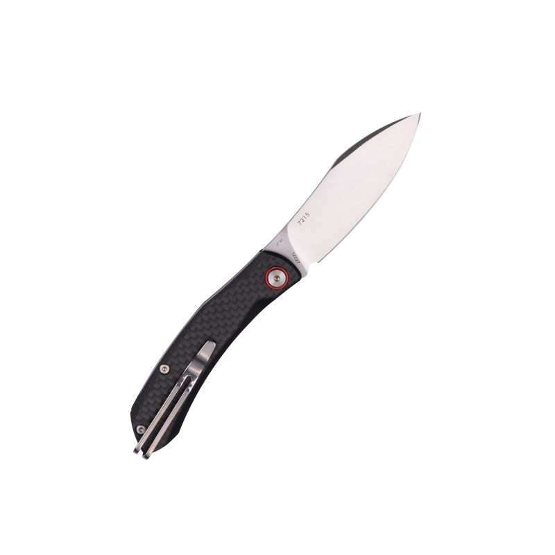 Нож Sanrenmu 7315 складной сталь 12C27 Brush black carbon fiber overlay G10 base - фото 1