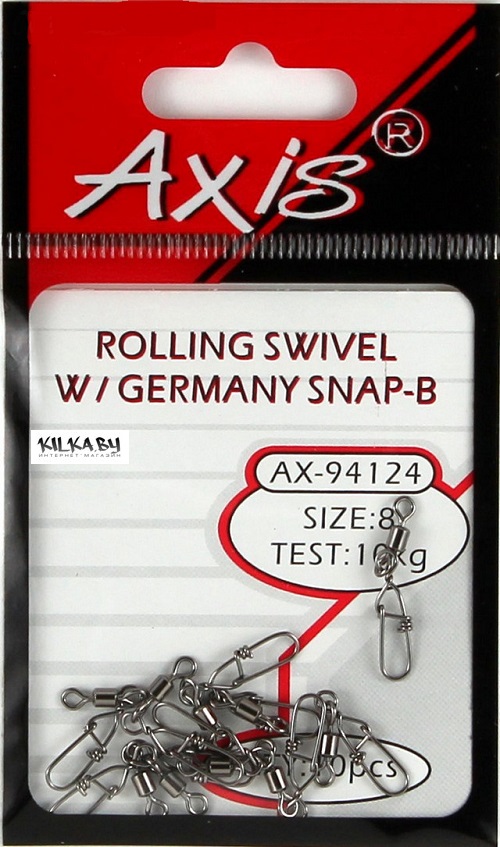 Вертлюг Axis Eurolock с застежкой 7кг №10 10шт
