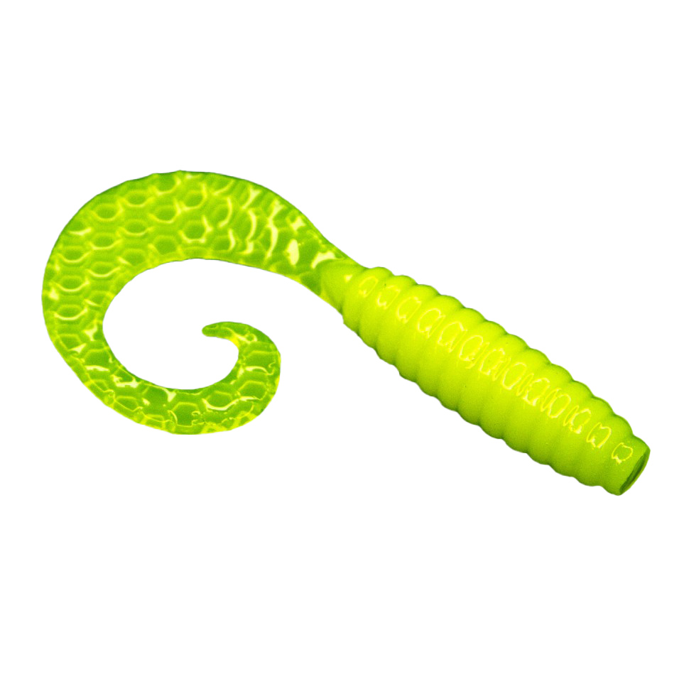Приманка ESOX Twirly Grub 2" 51мм цв.FK016 Clear Lime уп.8шт - фото 1