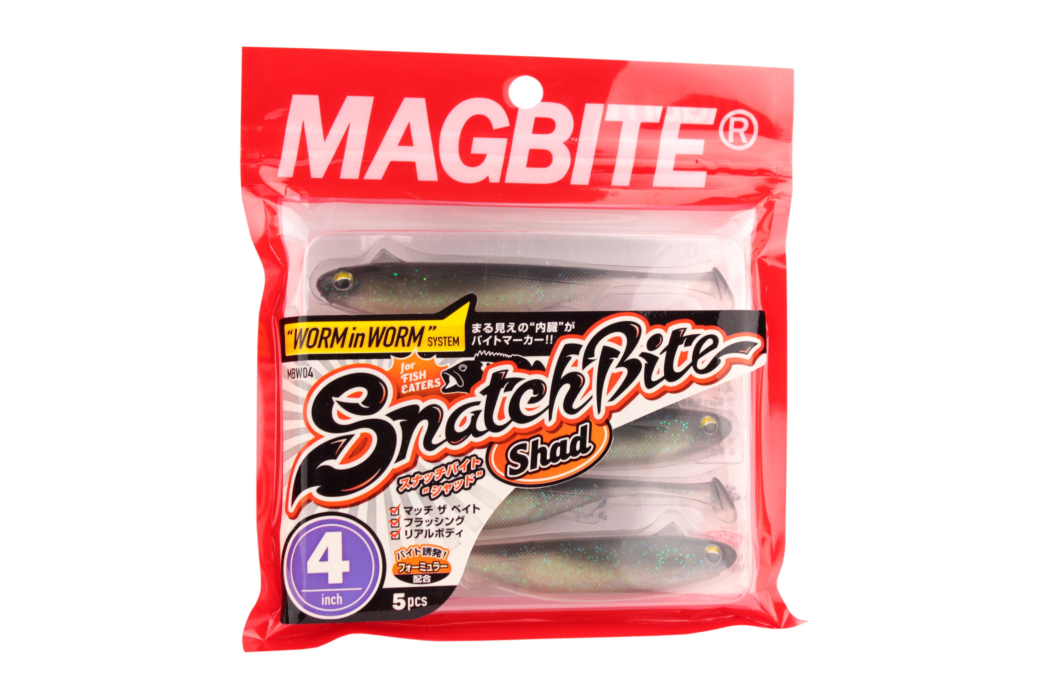 Приманка Magbite MBW04 Snatch bite shad 4-06 4.0" 5шт